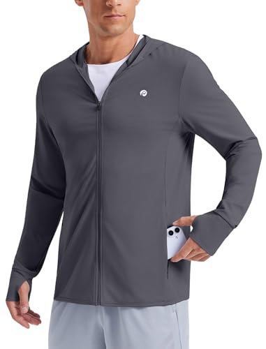 PINSPARK Men's UPF50+ Full Zip Outdoor Hoodie Lightweight Sun Protection
