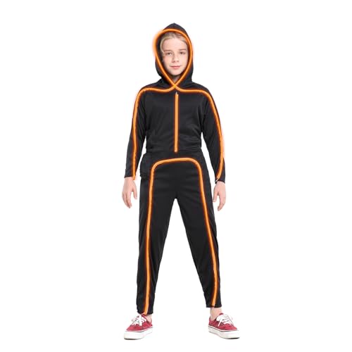HSCTEK Kids' Light Up Stick Figure Costume LED Halloween Bodysuit Green