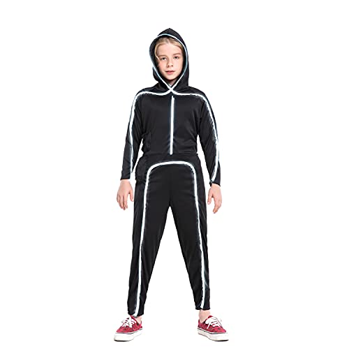 HSCTEK Kids' Light Up Stick Figure Costume LED Halloween Bodysuit Green