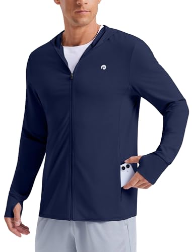 PINSPARK Men's UPF50+ Full Zip Outdoor Hoodie Lightweight Sun Protection