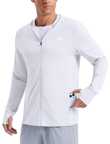 PINSPARK Men's UPF50+ Full Zip Outdoor Hoodie Lightweight Sun Protection