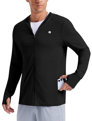 PINSPARK Men's UPF50+ Full Zip Outdoor Hoodie Lightweight Sun Protection