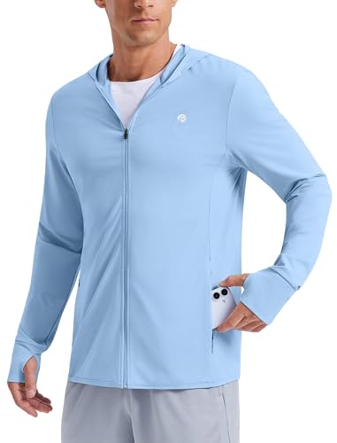 PINSPARK Men's UPF50+ Full Zip Outdoor Hoodie Lightweight Sun Protection