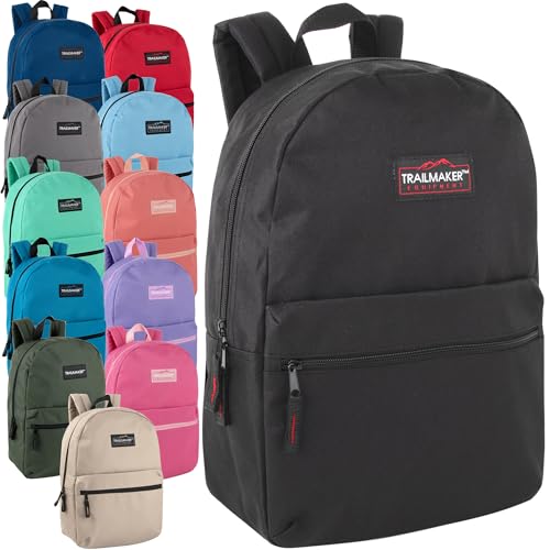 Trail Maker 24 Pack Bulk School Backpacks Assorted Printed Bookbags for Kids