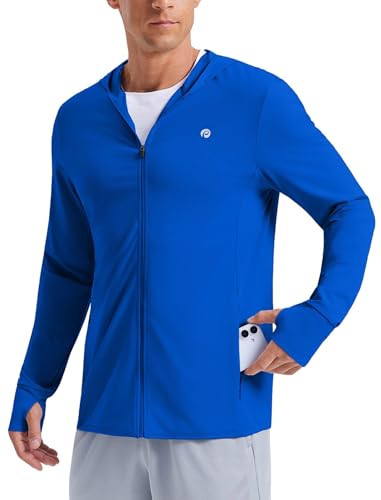 PINSPARK Men's UPF50+ Full Zip Outdoor Hoodie Lightweight Sun Protection