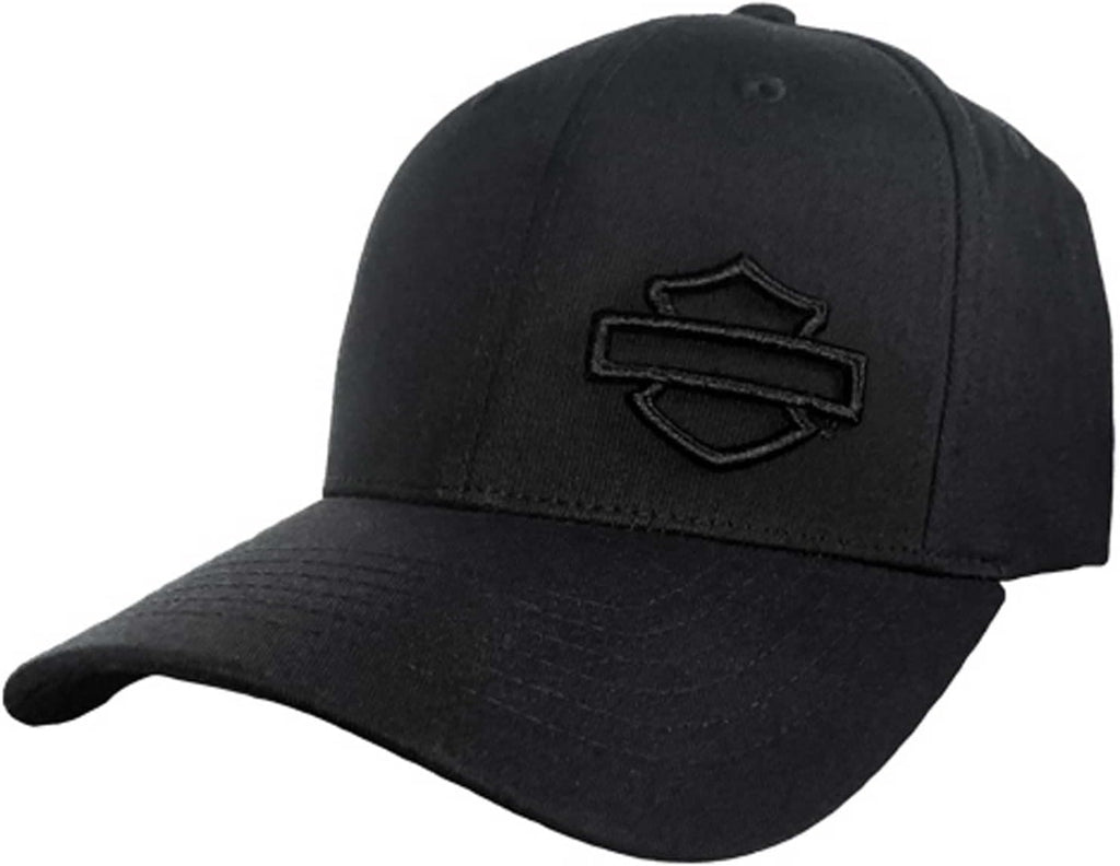 Harley-Davidson Men's Embroidered B&S Stretch Fit Baseball Cap Solid Black