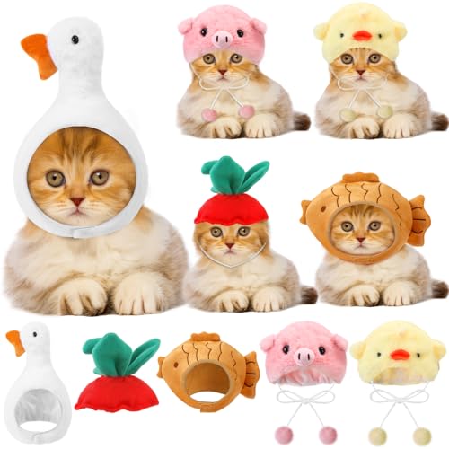 Weewooday 5-Piece Cute Pet Costume Hat Set for Cats & Small Dogs