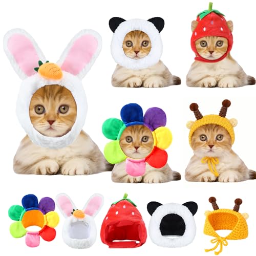 Weewooday 5-Piece Cute Pet Costume Hat Set for Cats & Small Dogs