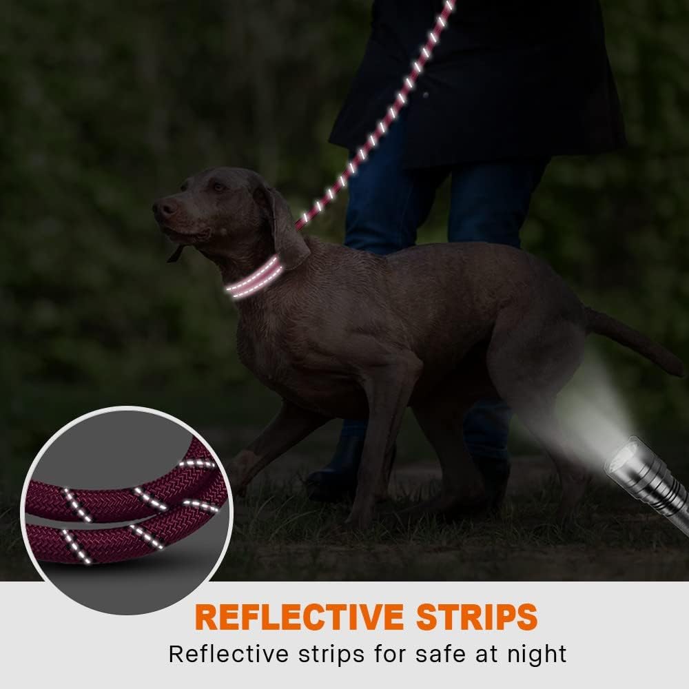 Taglory Heavy Duty Rope Dog Leash with Padded Reflective Handle