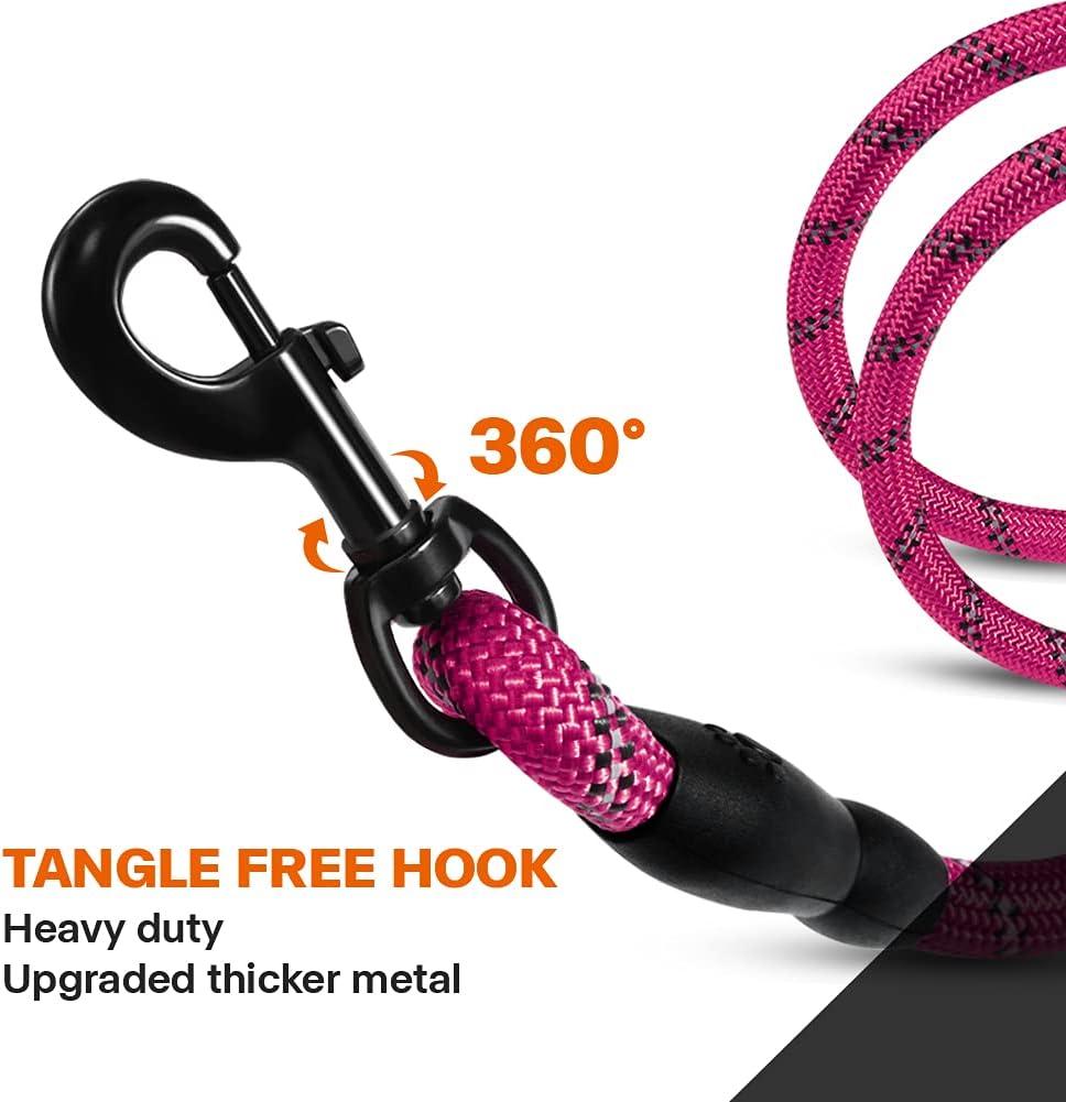 Taglory Heavy Duty Rope Dog Leash with Padded Reflective Handle