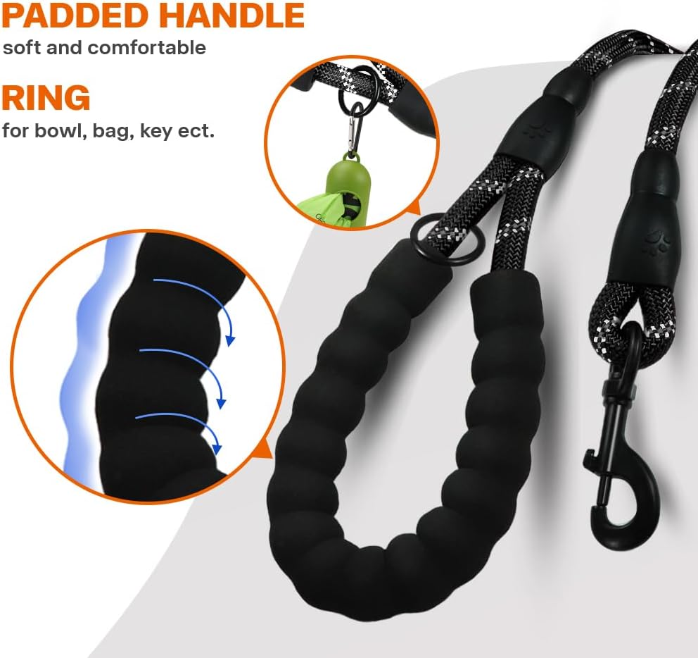 Taglory Rope Dog Leash, Reflective Climbing Rope with Padded Handle
