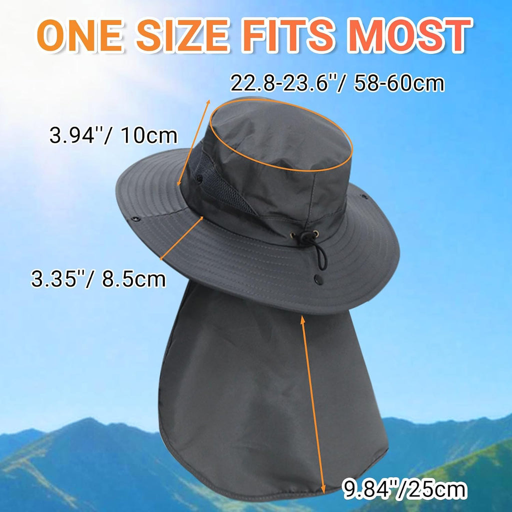 NPQQUAN Unisex UPF 50+ Wide Brim Sun Hat Neck Flap