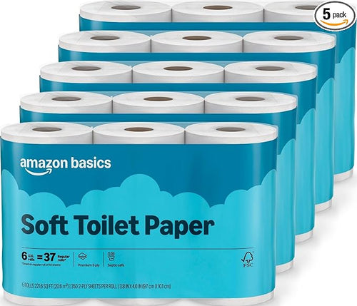 Amazon Basics 2-Ply Soft Toilet Paper 30 Rolls 350 Sheets per Roll Septic Safe