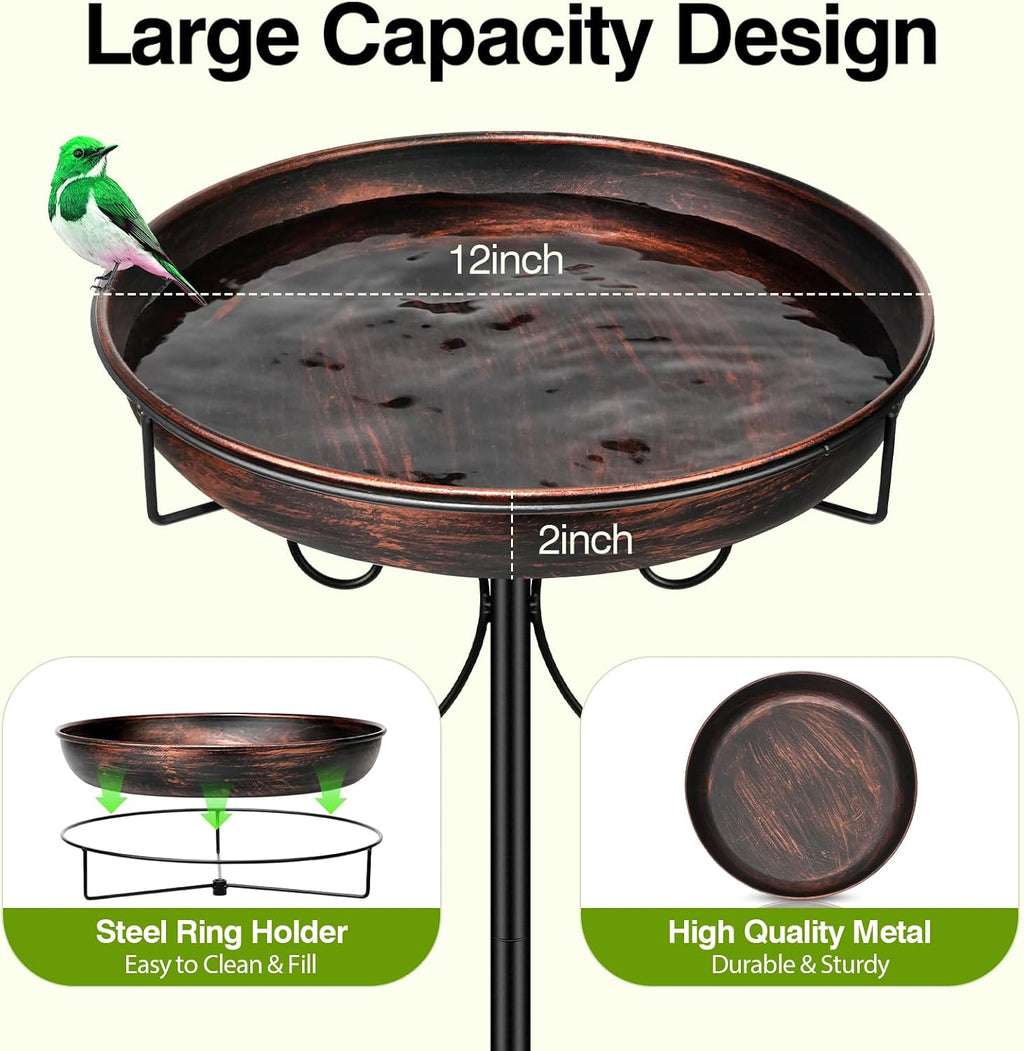 35In Metal Bird Bath for Outside, Vintage Freestanding Birdbaths & Birdfeeder, Bird Baths Feeder Bowl for Outdoors Garden Patio Yard Lawn Decor, Upgraded 5-Pronged Base (Antique Bronze)