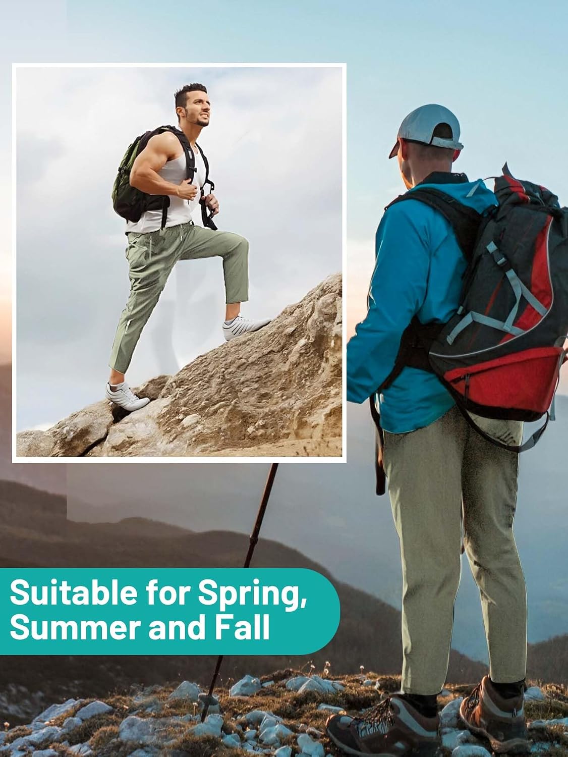 Hidkat Men's Quick-Dry Hiking Pants Lightweight Water Resistant