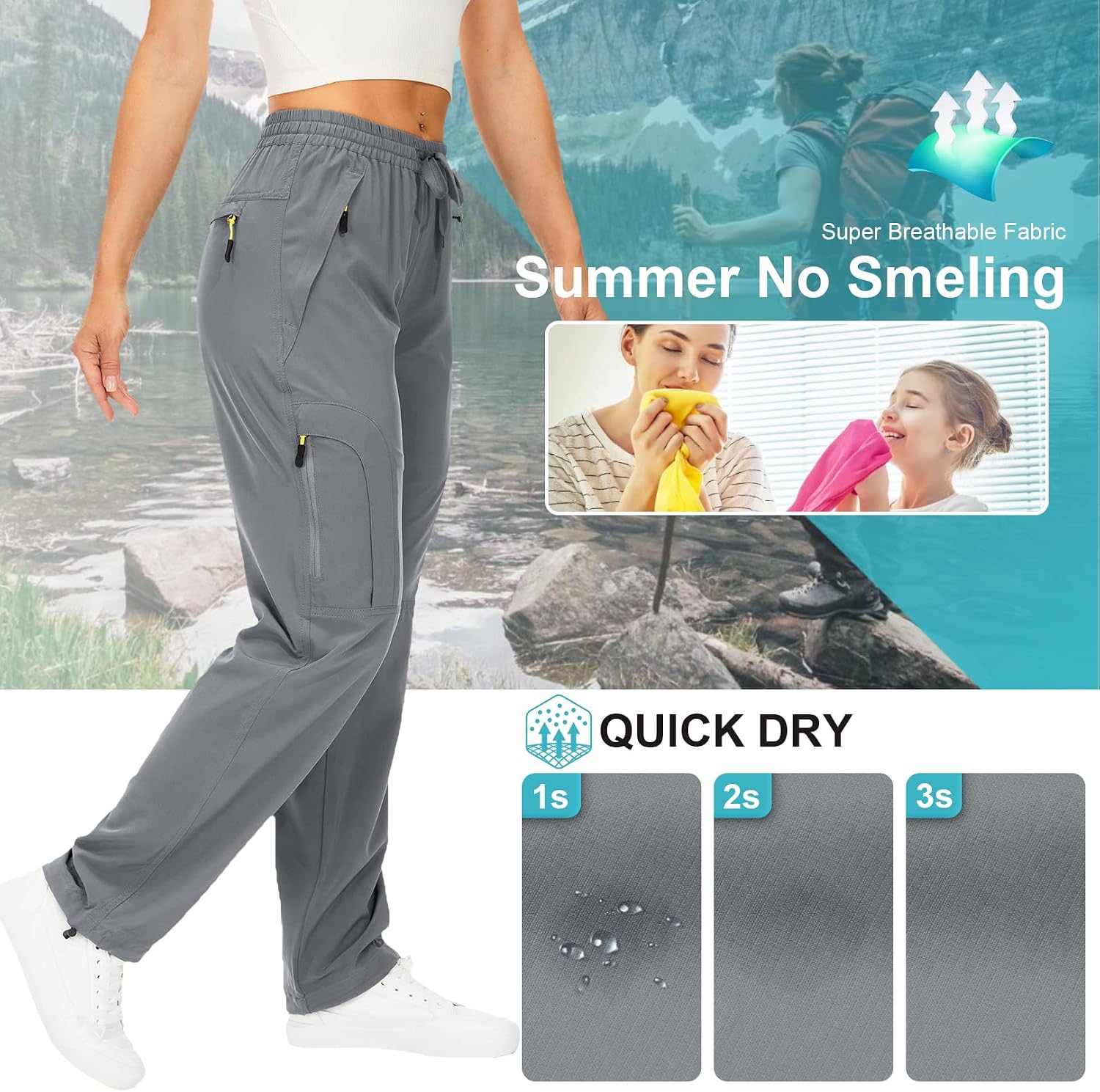 Toomett Women's Quick Dry Lightweight Cargo Hiking Safari Pants