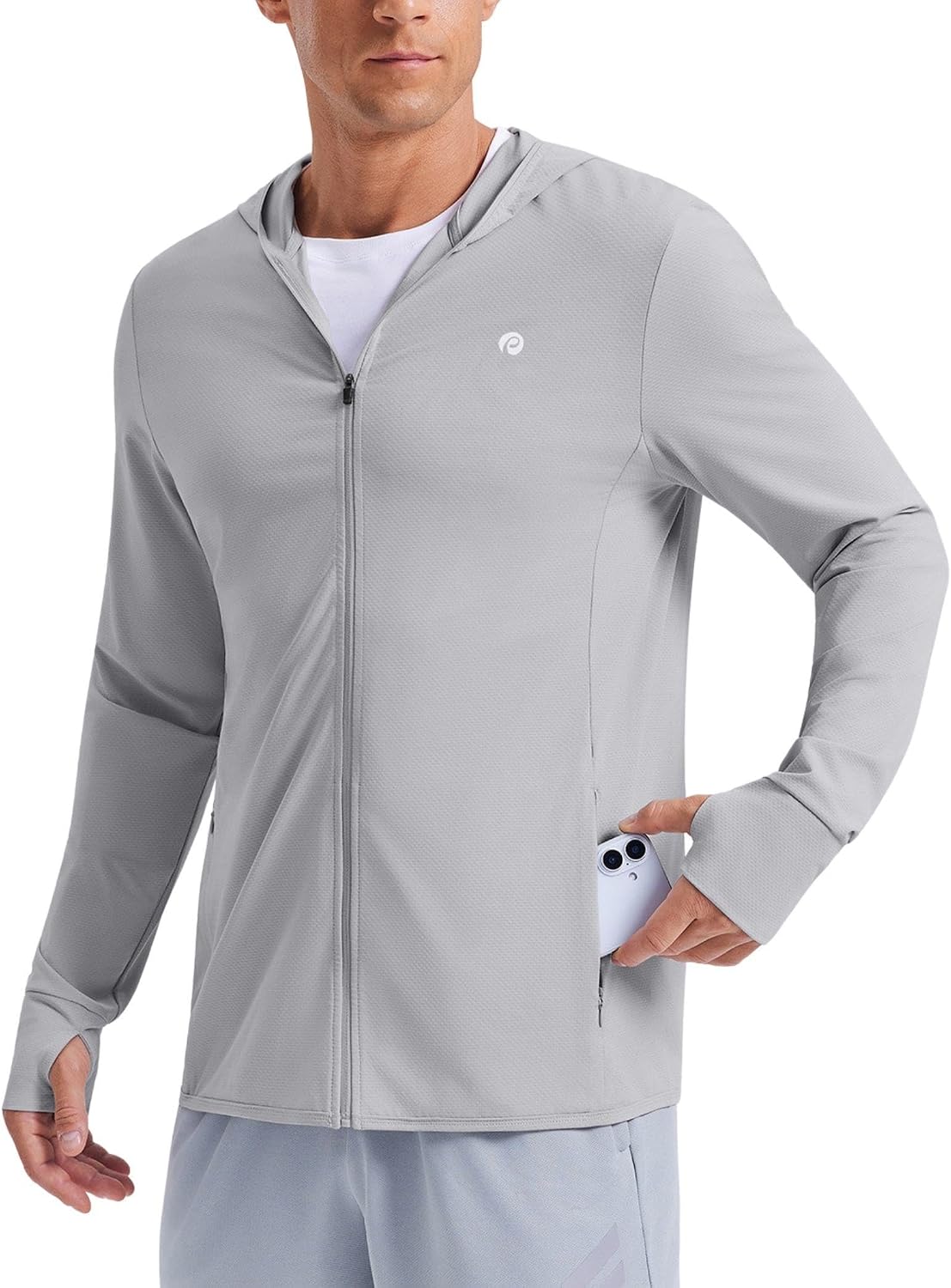 PINSPARK Men's UPF50+ Full Zip Outdoor Hoodie Lightweight Sun Protection