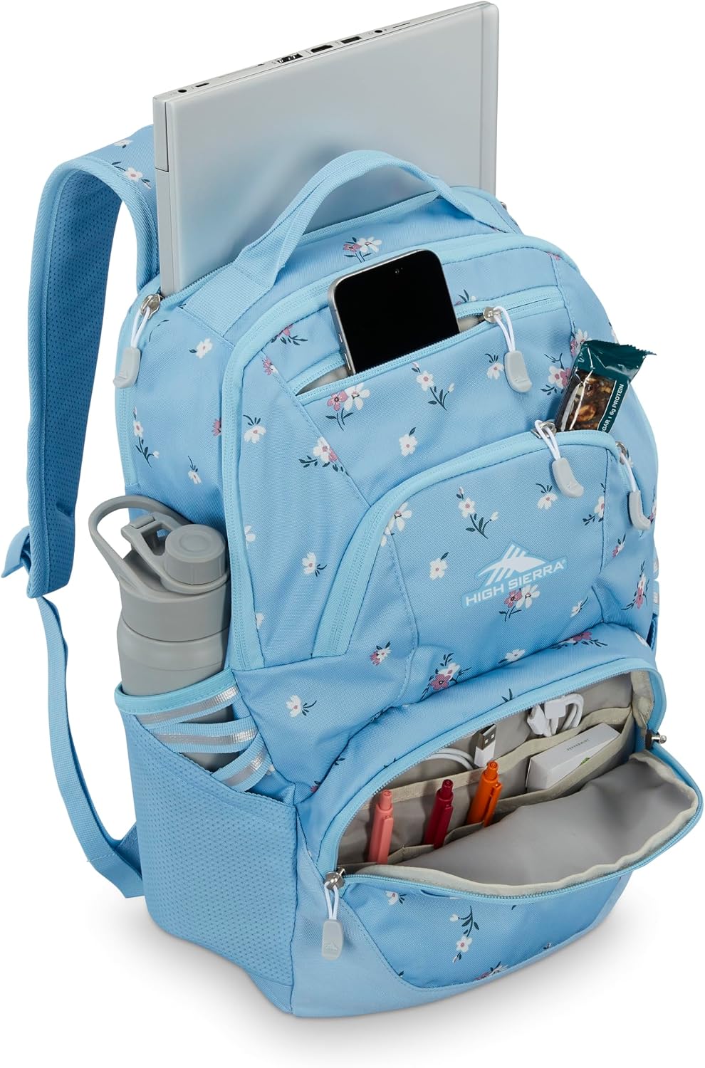 High Sierra Swoop SG Laptop Backpack 17" Drop Protection Floral/Blue
