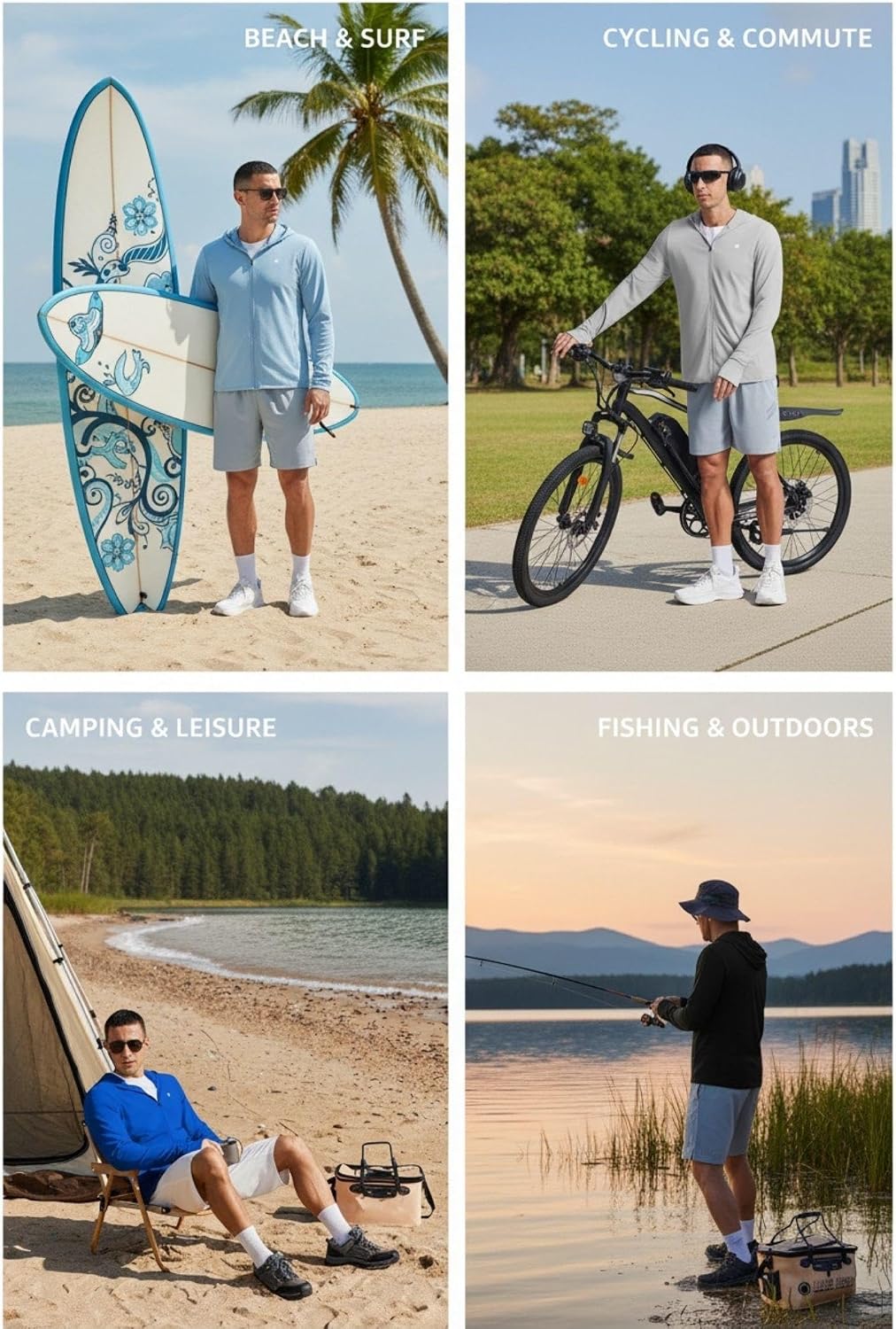 PINSPARK Men's UPF50+ Full Zip Outdoor Hoodie Lightweight Sun Protection