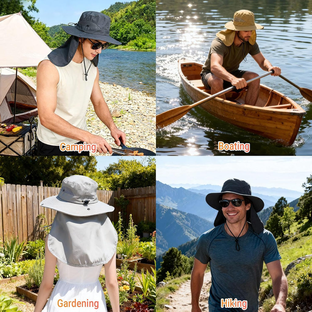 NPQQUAN Unisex UPF 50+ Wide Brim Sun Hat Neck Flap