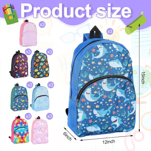 Clysee 24 Pack Bulk School Backpacks Assorted Printed Bookbags for Kids