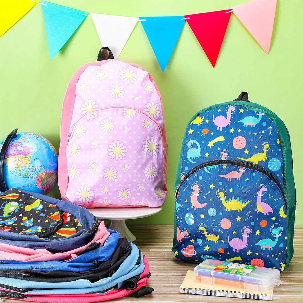Clysee 24 Pack Bulk School Backpacks Assorted Printed Bookbags for Kids