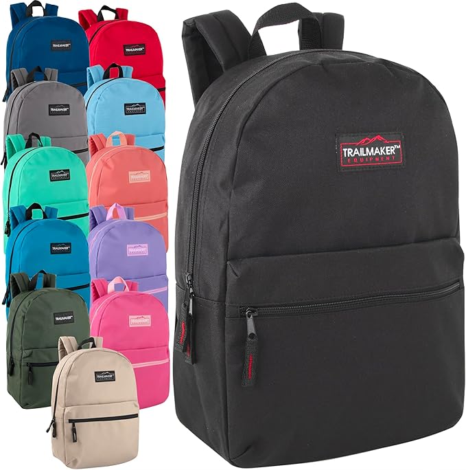 Trail Maker 24 Pack Bulk School Backpacks Assorted Printed Bookbags for Kids
