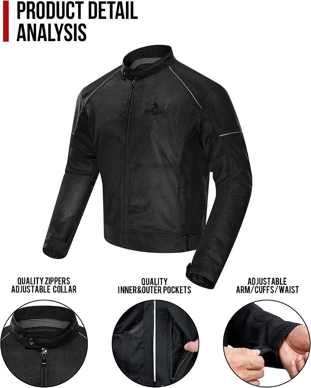 IRON JIA'S Men's Motorcycle Jacket Summer Breathable Mesh CE Armor