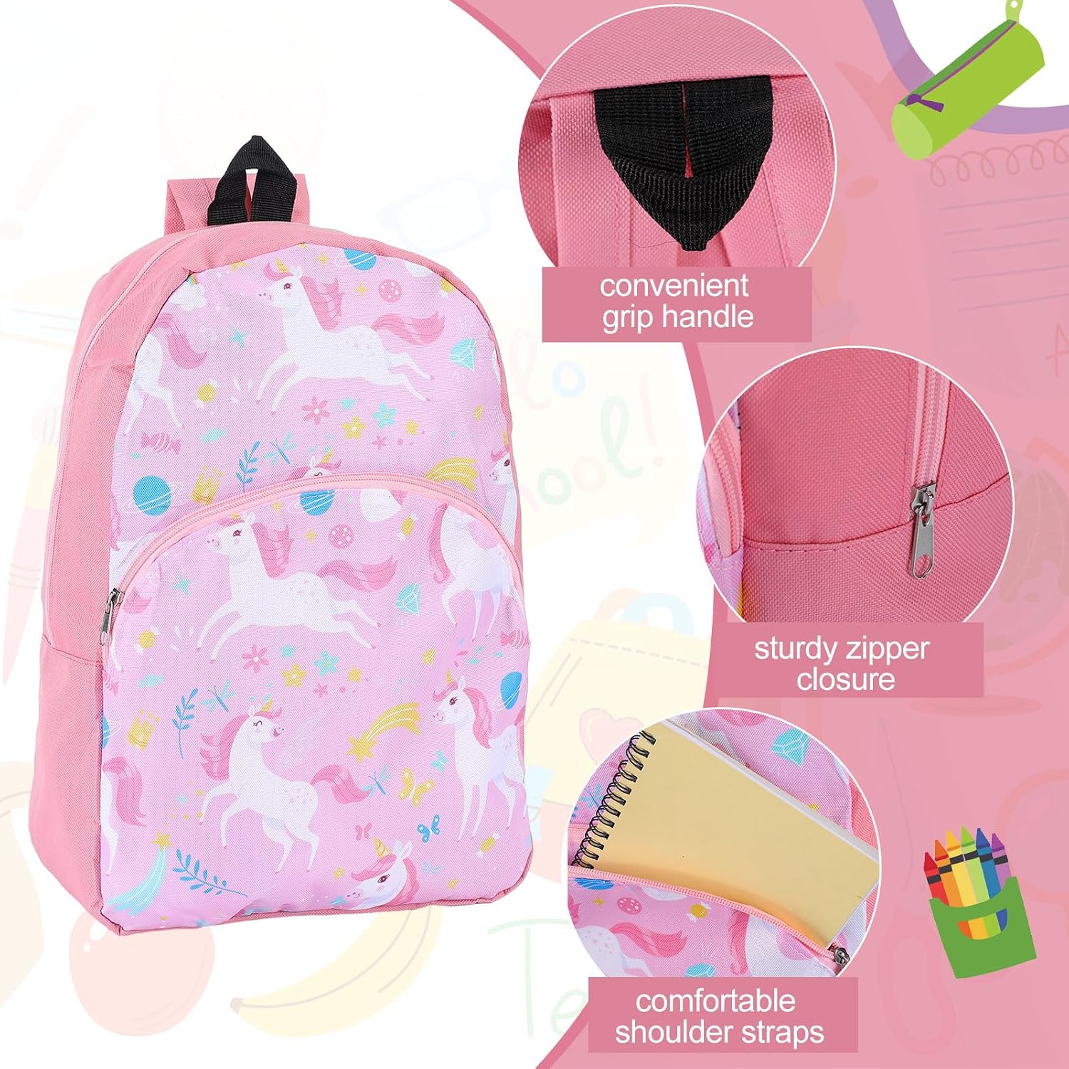 Clysee 24 Pack Bulk School Backpacks Assorted Printed Bookbags for Kids