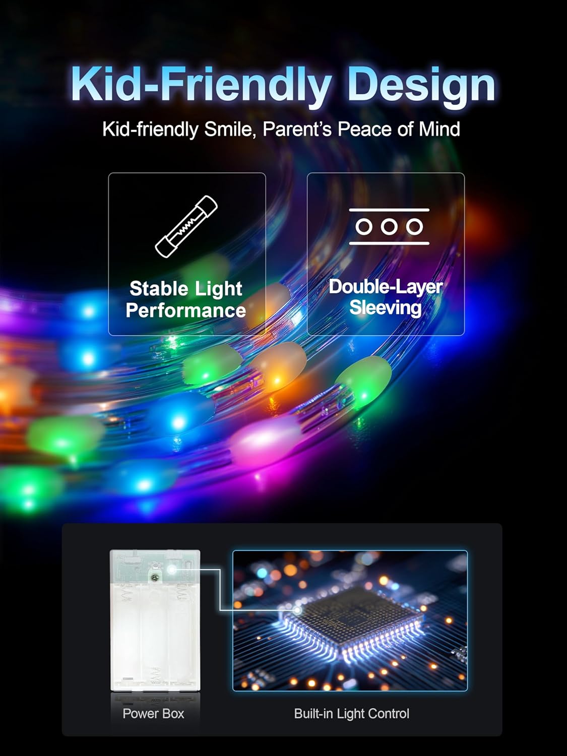 BLINGCOS Girls' Light Up Princess Dress RGB LED Music Sync Costume with Accessories