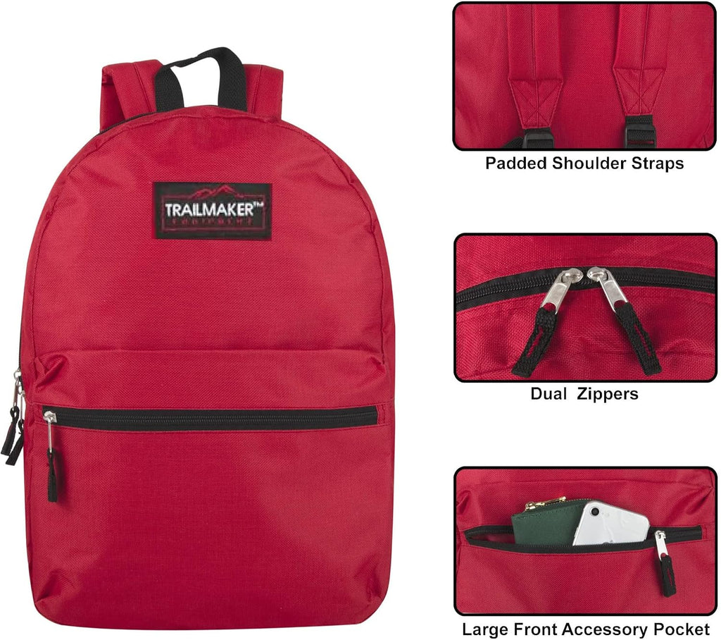 Trail Maker 24 Pack Bulk School Backpacks Assorted Printed Bookbags for Kids