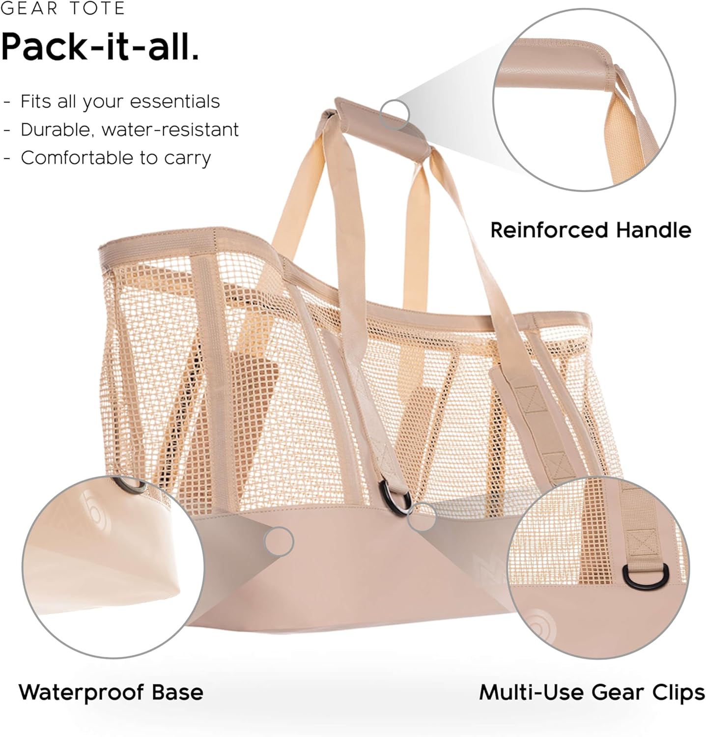 MISSION CASSI Heavy-Duty Outdoor Tote Bag, Waterproof Marine-Grade Mesh