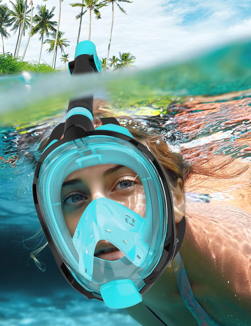 WSTOO Adult Full Face Snorkel Mask 180° Panoramic Anti-Fog