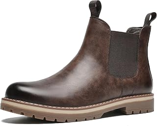 Men's Chelsea Ankle Boots Lace-Up Thick Sole Leather Retro