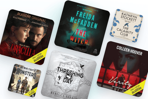 Audible books Sample Selection including Dracula, The Witch, The Calamity Club, He Who Fights