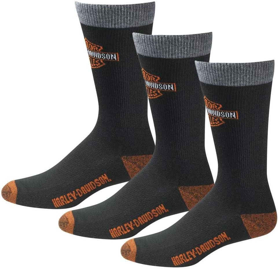 Harley-Davidson Men's Dri Sock UltraDri Riding Socks 3 Pack Black