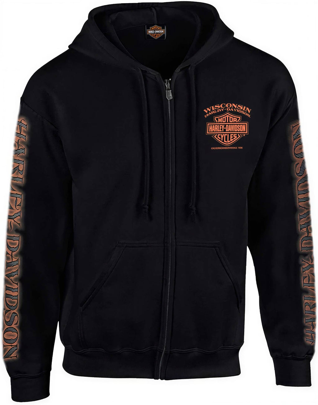 Harley-Davidson Man hoodie Eagle Piston Full-Zip, Cotton Blend Black - KENTUCKY PROUD MAMMY