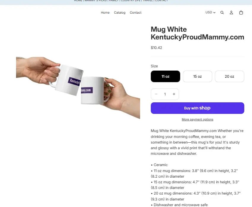 KentuckyProudMammy.com Mug Wht for morning coffee